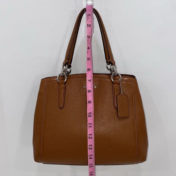 Coach Logo 2Way Carmel Leather Handbag Dual Handle Magnetic Closure - Picture 11 of 17